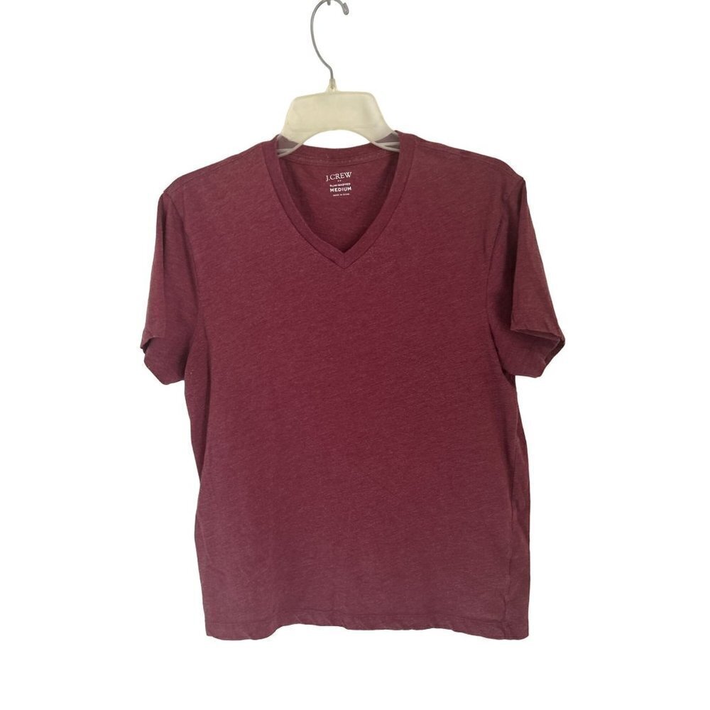J.Crew Slim-Washed Cotton Tee T-Shirt V-Veck Burgundy Size Med
